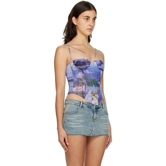 Miaou Aphex Corset Size XL Womens Blue Top $265 - Picture 14 of 15